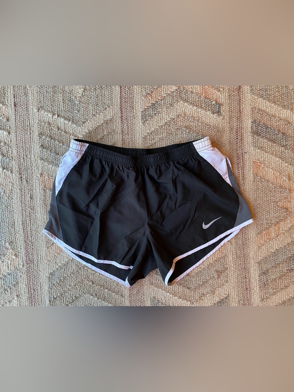 Nike Dri-Fit Running Shorts Black Gray White Trim Gym Performance - Sz M
